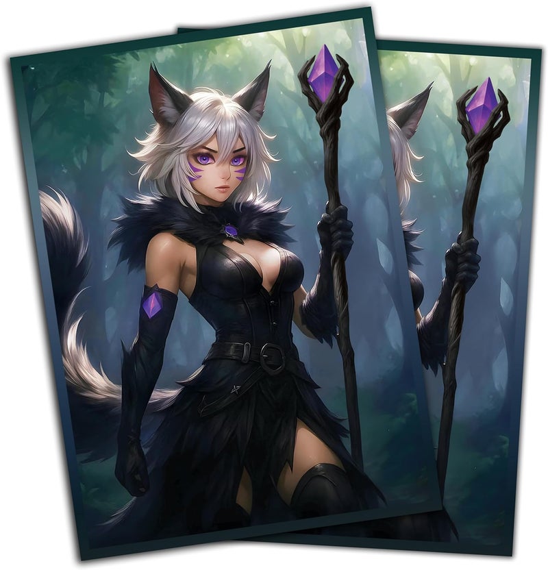Digital Sorcery Studio Anime Cat Warlock Card Sleeves 102 Pack – Compatible with MTG & TCGs – Perfect for Y'shtola, Night’s Blessed & Final Fantasy Commander Decks – Premium Card Game Sleeves for Magic - Image 1